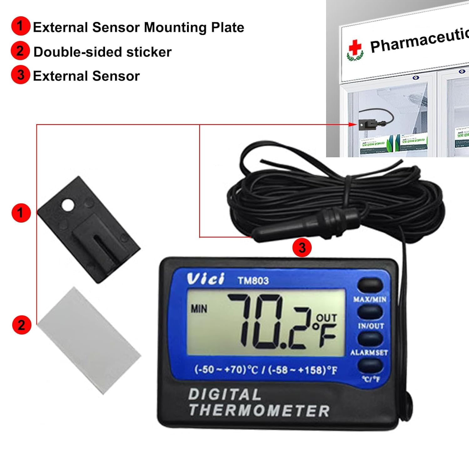 Amazon.com: JUNLIXN Digital Alarm Thermometer VICI TM803